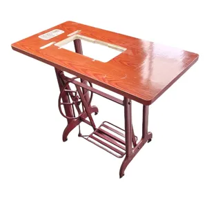 Red table with steel pipe stand used for ja series household sewing machine