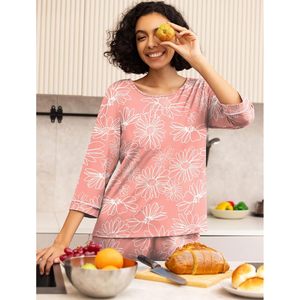 CustomWomen's <b>Pajama</b> <b>Set</b> 2 Piece Capri Sleepwear With Pockets Soft Knitted Lounge Wear For Women - Product Image 5