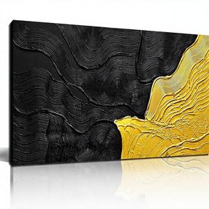 WVMAPTA - Arte Abstracto en Lienzo para Pared, Decoración Negra y Dorada para Sala de Estar, Oficina, Minimalismo, Arte 3D para Dormitorio, Tamaño 20 x 40 Pulgadas, China - Product Image 1
