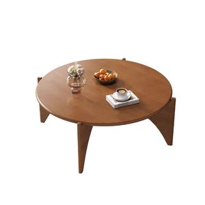 Table basse ronde NKAHS en bois massif de noyer, style moderne et minimaliste, gain de place, écologique, mobile, pour salon - Product Image 3