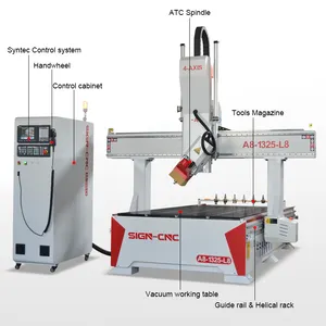 1325 wood router of A8-1325-L8 4 axis cnc router Z axis height 400mm with swing head for Hole milling and surface machining