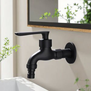 Robinet mural <span class=keywords><strong>en</strong></span> laiton poli noir NES-JD1 avec poignée <span class=keywords><strong>en</strong></span> <span class=keywords><strong>zinc</strong></span> pour machine à laver/lavabo et évier à serpillière - Product Image 3