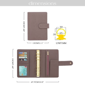 Hongbo tốt nhất người bán 36-Màu A6 Pebble da ngân sách chất kết dính Ví 30mm vàng vòng dây kéo đồng xu Pouch Fly thư mục tài liệu - Product Image 4