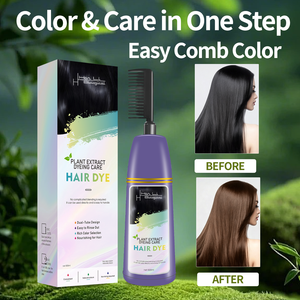 Shampoo colorant capillaire à l'huile d'argan, couleurs multiples, longue durée, brun noir, pour femme, facile à utiliser, avec peigne - Product Image 3