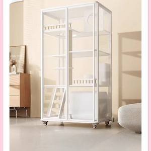 Панорамный стеклянный роскошный комнатный домик для кошек, один питомник, удобный ящик для кошачьего туалета и гнездо для домашних животных - Product Image 2