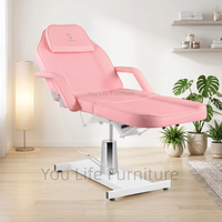 Table de massage hydraulique rose réglable, table de soin multi-reclining pour le visage, canapé spa pivotant pour salon de tatouage et de cils, vente en gros
