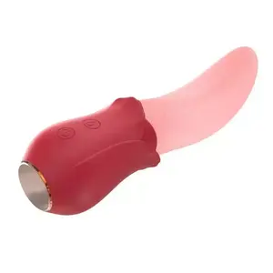 10 Speeds Realistic Tongue Licking Rose Vibrators Sex Toys For Adult Women With G Spot Clitoris Stimulator Nipple Massager