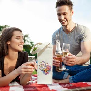 Sac cadeau pour bouteille de vin en toile de haute qualité, lavable, réutilisable, taille personnalisée, pour la Saint-Valentin, pour femmes et hommes - Product Image 4