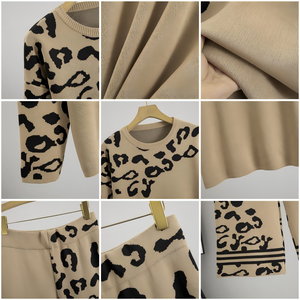 Completo Due Pezzi da <span class=keywords><strong>Donna</strong></span> di Alta Qualità in <span class=keywords><strong>Viscosa</strong></span> Lavorata a Maglia Vestibilità Regolare Colore Misto Resistente allo Sbiadimento Patchwork Maglione e <span class=keywords><strong>Pantaloni</strong></span> Sopra il Ginocchio - Product Image 3