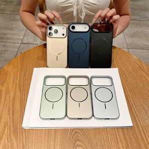 เคสโทรศัพท์แม่เหล็กวงแหวนบางสีเมทัลลิกสำหรับ iPhone 11 12 13 14 15 16 17 Pro Max 17Air ป้องกันการตกกระแทก - Product Image 1