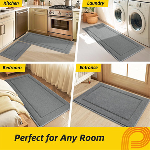 Alfombra gris absorbente resistente a la suciedad para cocina, alfombra lavable a máquina antideslizante para cocina, cómoda alfombra de pie - Product Image 6