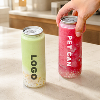 Canettes en plastique transparent personnalisées avec logo pour café et boissons BSBH, 500 ml, canettes PET pour bubble tea
