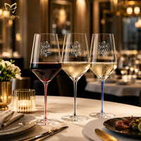 Grands verres à vin rouge 19oz/560ml, gobelets à vin en cristal soufflé à la main avec cordon coloré, pied long, élégants verres à Bourgogne et Bordeaux