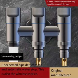 Hot Selling Three Outlet Automatic Grey Brass <strong>Bidet</strong> <strong>Valve</strong> for Bathroom Accessories &amp; Washing Machine <strong>Diverter</strong> Faucet - Product Image 5