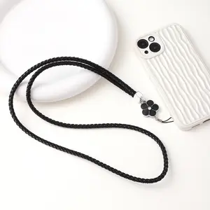 Mobiele Telefoons Accessoires Pu Lanyards Gevlochten Touw Bloem Armband Handgemaakte Mobiele Smartphone Riem