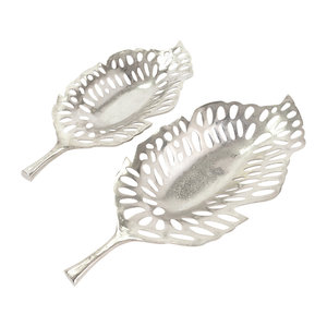 Plateau en aluminium en forme de feuille d'argent de haute qualité pour le décor de fête de mariage de maison de Restaurant d'Inde - Product Image 5