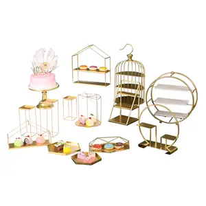 Présentoirs à gâteaux en cristal doré, présentoirs pour cupcakes, desserts, pour mariage, anniversaire, fête
