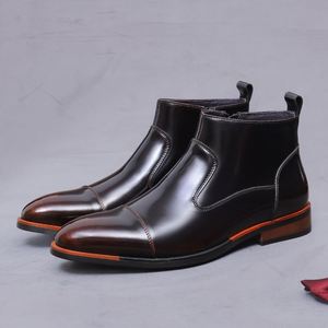 Botas Chelsea de Invierno para Hombre con Parte Superior Brillante, Punta Redonda, Talla Grande, Hechas de Cuero Vacuno Genuino, Estilo Británico Casual - Product Image 2