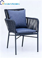 Ensemble table à manger ovale moderne en plastique et bois avec chaises en corde, imperméable, séchage rapide, portable, pour mobilier d'hôtel et de loisirs extérieur