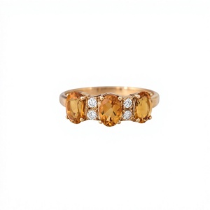 Natural <b>Citrine</b> Diamond Three Stone Wedding <b>Ring</b> 925 Sterling Silver 14K Solid Gold Luxury Rhodium Plated Fine Jewelry OEM ODM - Product Image 1