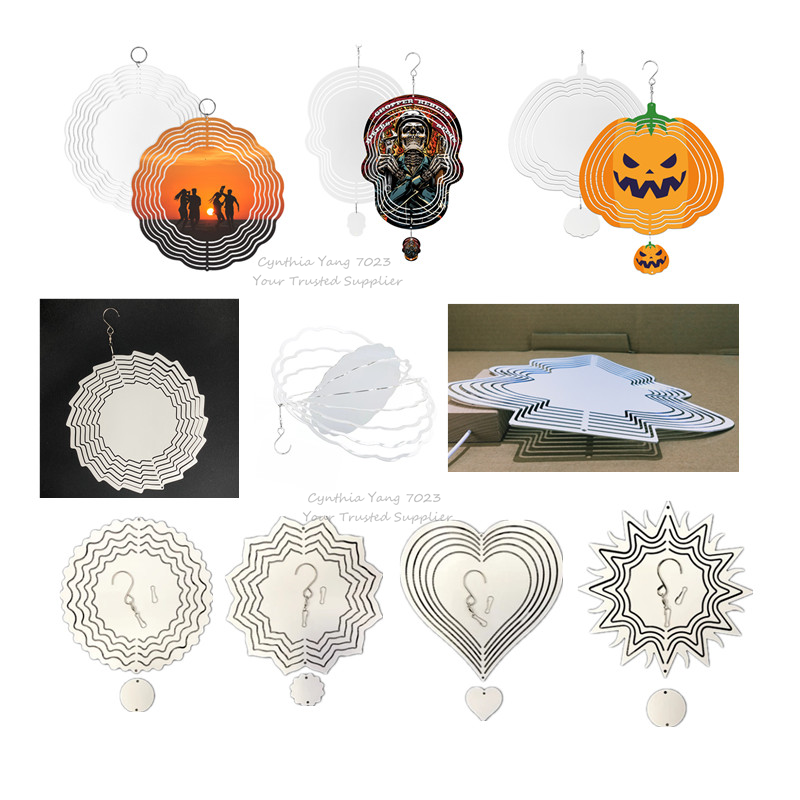 Оптовая продажа, низкий минимальный заказ, сублимационные заготовки, 8 дюймов, 10 дюймов, сублимационные белые металлические Спиннеры для самостоятельной Печати, рождественский подарок