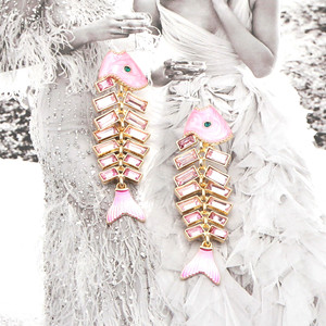 Mode rétro poisson os boucles d'oreilles alliage strass épissage animaux boucles d'oreilles pour les femmes - Product Image 6