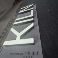 Lettres lumineuses LED en acier inoxydable peint de 50 mm d'épaisseur, éclairage uniforme, enseigne personnalisée haut de gamme pour devanture de magasin et mur de logo intérieur