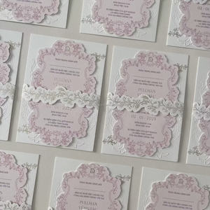 Carte de vœux personnalisée de luxe en papier coton avec impression offset dorée, invitation de mariage, cartes de remerciement en relief, enveloppes personnalisées - Product Image 2