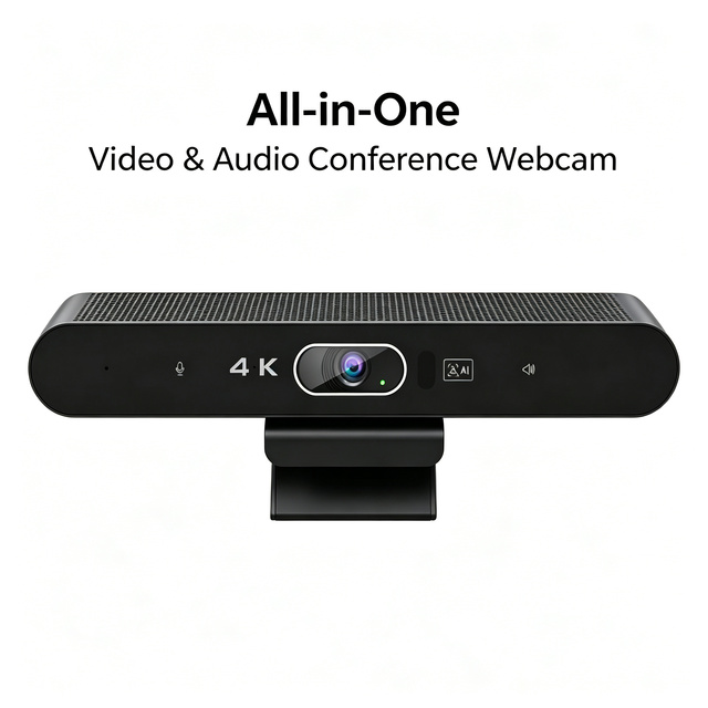 AI Auto Face Tracking Conference Web Camera, Digital Noise Reduction, Compatible with Windows, Android, IOS & Meeting Software