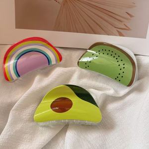 Pinzas para el Cabello de Plástico con Forma de Frutas de Verano: Fresa, Sandía, Limón, Kiwi, Naranja, para Niñas, Uso Diario, Moda - Product Image 3