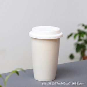 Jin Xun Ceramic Coffee Mug Double Wall Insulated With Silicone Lid Gift For Everyday Use - Product Image 5