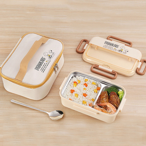 Boîte à bento Snoopys en acier inoxydable 304 avec sac isotherme, récipient à lunch étanche pour étudiants et employés de bureau - Product Image 5
