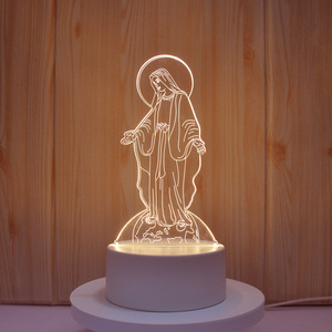 Lampe de chevet LED sans fil 3D en acrylique 2026 pour chambre d'enfant, petite base de lampe LED pour la nuit - Product Image 4