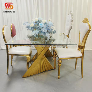 SMOOTH New Arrival Gold Stainless Steel Wedding <b>Table</b> for Banquet Hall - Product Image 3