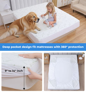 Protège-matelas personnalisé pour lit <span class=keywords><strong>Queen</strong></span>/King en bambou écologique respirant, imperméable et rafraîchissant, avec poche profonde - Product Image 2