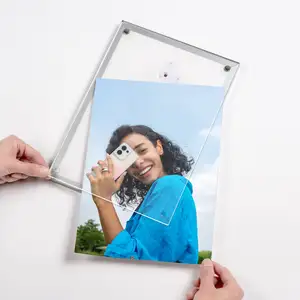 New Design Good Quality Aluminum Alloy Borderless A4 Picture Frame For Living Room Wall Decoration Framed