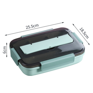 Contenedor de comida para llevar de plástico PP sin BPA de 1200ml Forma rectangular <span class=keywords><strong>4</strong></span> compartimentos con <span class=keywords><strong>cuchara</strong></span> y tenedor - Product Image 2