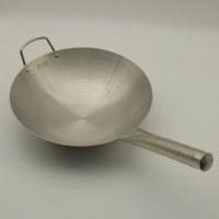Wok de Acero Inoxidable con Asa Única, Grado Comercial, Superficie Electropulida, Varios Tamaños, Diseño Moderno, para Saltear y Freír Profundamente, Estilo Asiático