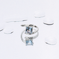 Mode bague en diamant de pierres précieuses plaqué or 925 argent zircon cubique bague ouverte déclaration bijoux ennemi femmes