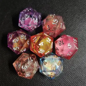 D20 Sided Resin Dice Customized Quicksand Style Digital Dice Polyhedral Game Dice Custom Wholesale