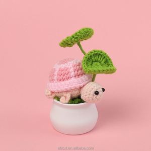 Adorno de Escritorio de Animal de Dibujos Animados, Maceta Decorativa con Tortuga de Peluche Hecha a Mano con Hilo de Ganchillo - Product Image 5