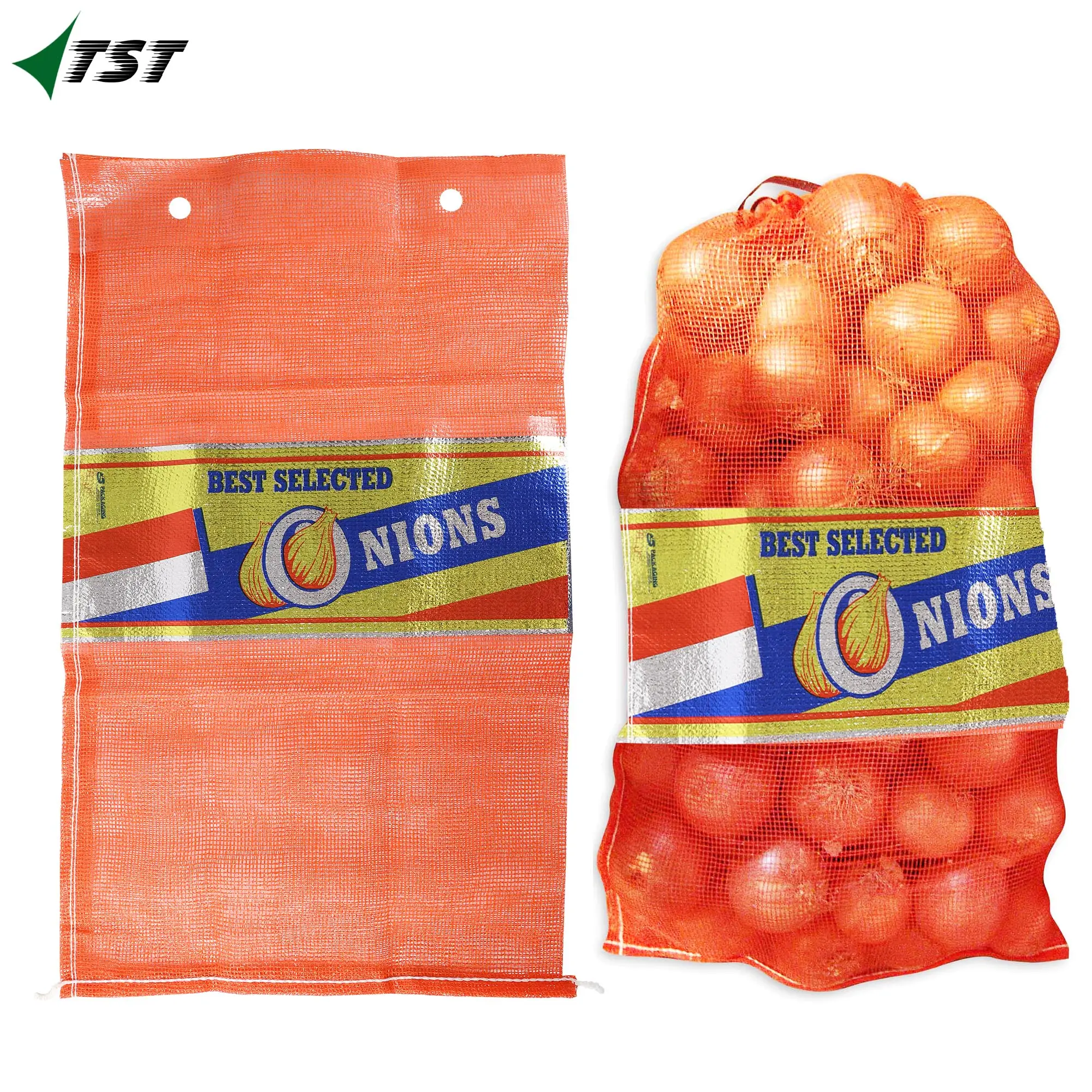 Оптовая продажа Китай Лук Чеснок картофель овощи и фрукты пластиковые Leno моно сетчатый мешок с красочными завязками