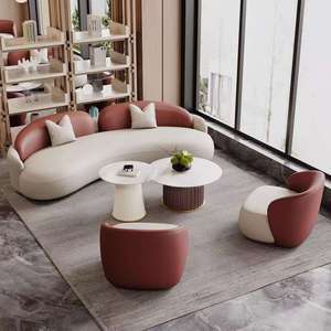 Sofá de cuero personalizado de fábrica, muebles comerciales para salón de recepción, recepción de salón de belleza, muebles para área bancaria - Product Image 5