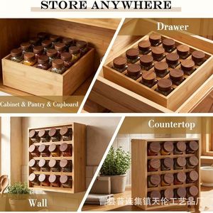 Cross-border wooden <b>storage</b> <b>rack</b>, wall-mounted <b>storage</b> for <b>kitchen</b> seasonings and spices, multi-compartment <b>storage</b> <b>rack</b>, - Product Image 4