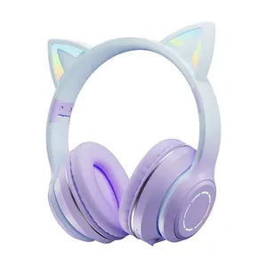 Lonvel pas cher ST89M avec micro BT 5.0 audifonos gamer casque de jeu sans fil oreille de chat mignon casque pour filles Auriculares écouteur