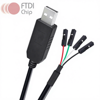Cable Serial USB TTL de Alta Compatibilidad con WIN7 10 FTDI FT232 5V 3.3V, Conductor de Cobre Puro, Blindaje Trenzado de PVC para Raspberry Pi