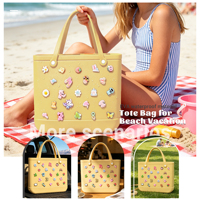 Bolso de Playa Ligero de EVA para Mamá, con Bloques de Color, Estructurado, Lavable, con Parte Superior Abierta, Impermeable, Bolso de Mano para Mamá