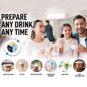Nuevo Mini Espumador de Leche, Batidor de Matcha, Mezclador de Bebidas, Espumador de Café de Acero Inoxidable, Espumador de Leche Eléctrico de Mano para Cocina - Product Image 5