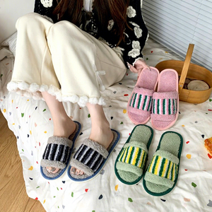 Ladies Autumn and Winter Indoor Home for <strong>Slippers</strong> New Rainbow <strong>Wool</strong> Flat for <strong>Slippers</strong> Non-Slip Wholesale - Product Image 1