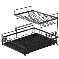 Égouttoir à vaisselle compact pour évier de cuisine avec porte-gobelets, montage facile, support de séchage de vaisselle sur comptoir avec crochets